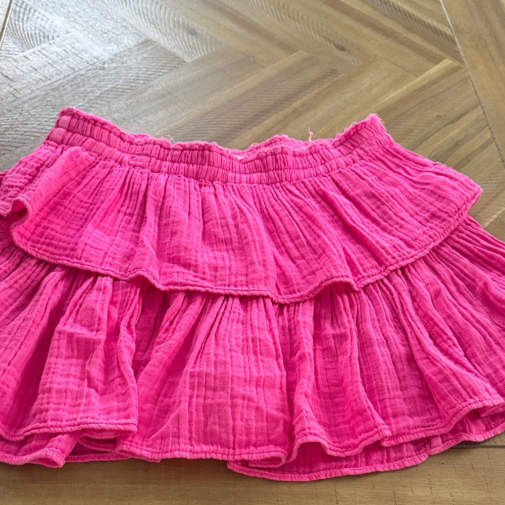 LoveShackFancy Bright Pink A-Line Skirt